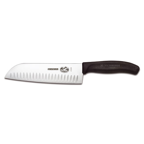 Santoku Knife, 7'', 1-1/2'' width at handle, granton edge, Fibrox nylon handle