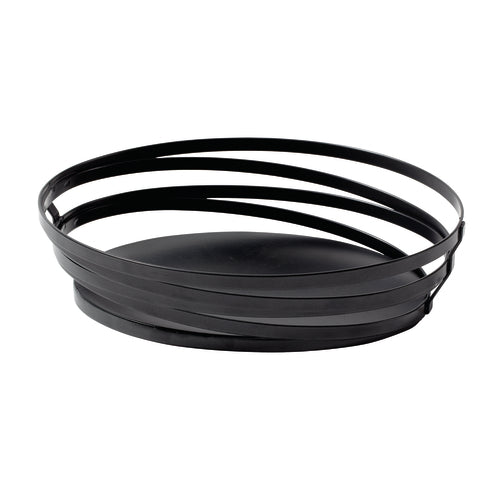 Cyclone Serving Basket, 9'' x 7'' x 2-1/4'' oval, powder coated, metal wire, solid bottom, metal gray