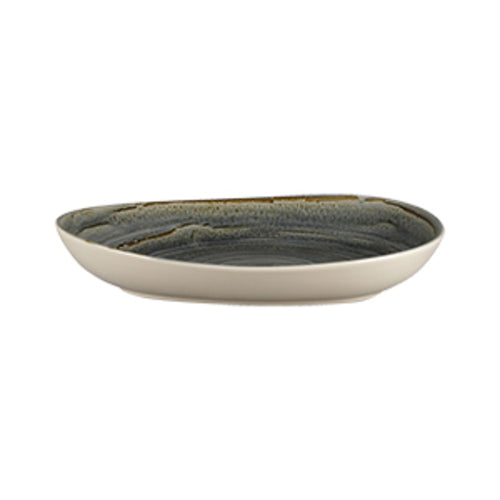Spot Plate, 11''L x 8-9/10''W, organic shape, deep, porcelain, peridot