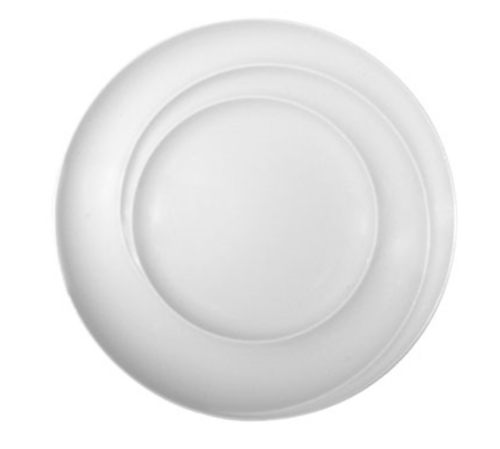 Compliments Plate, 11'' dia., round, wide rim, porcelain, Spiral Line, by Bauscher
