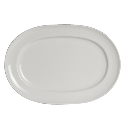 Platter, 14-1/8'' x 9-3/4'', rimmed, microwave/dishwasher safe, porcelain, white, Folio