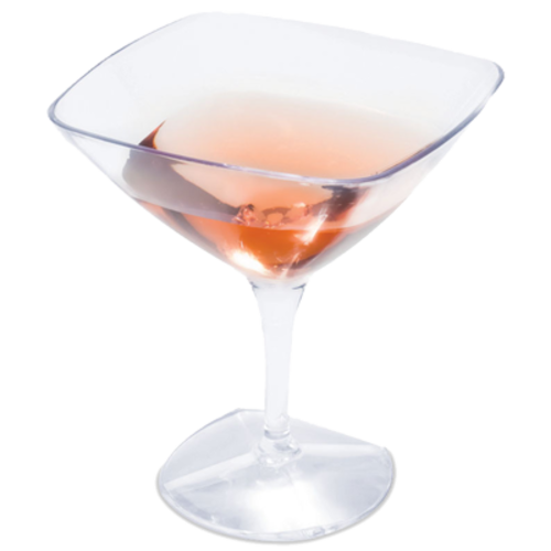 Solia Disposable Mini Martini Glass, 1-3/5 oz., 2-3/4'' dia. x 3''H, plastic, transparent (300 per pack)