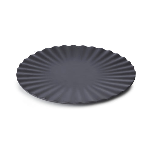 (PE1617N-000) Plate, 6-3/4'' dia. x 3/4''H, round, ceramic, dark metal finish, Pekoe