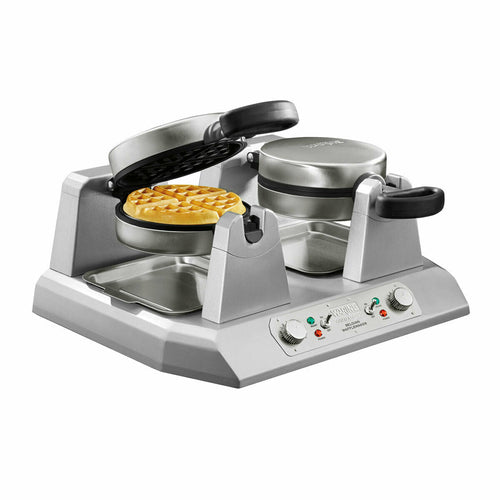 Belgian Waffle Maker, double side-by-side, 7'' dia., round, up to (60) 1'' thick waffles per hour per plate,  208v/60/1-ph, 2.7kW, 13.0 amps, cord, NEMA 6-15P, ETLus, NSF