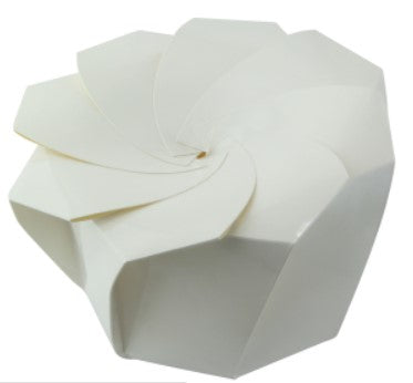 Cup, Kraft Paperboard Salad Cup with Origami Folding Lid, 24oz 4.7 x 3.2in, PET coated paper, white