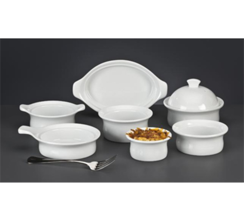 Casserole Dish, 9 oz., 6-1/4'' x 5-1/8'' x 2-3/8''H, 4-3/8'' foot, with side handles,Aluma White body color