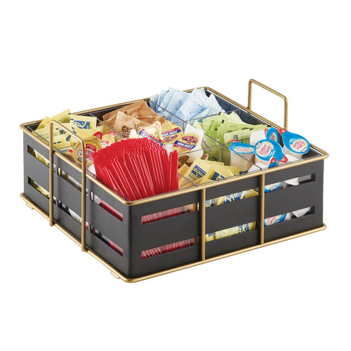 Empire Organizer, 11-3/4''W x 11-1/2''D x 6''H, square, (9) section, gold wire frame, black