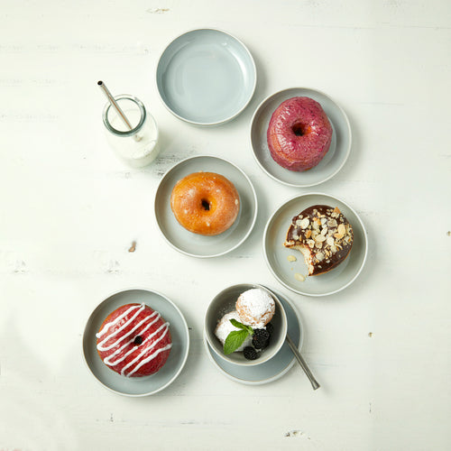 Tapas Dish, 23-1/2 oz., 7'' dia., round, porcelain, color glazed, stratus (grey), Studio Pottery