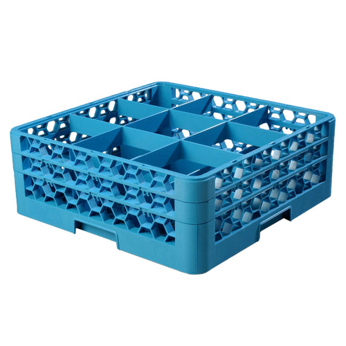 OptiClean Dishwasher Glass Rack, 9-compartments (5-13/16'' x 5-13/16'') with (2) extenders, full-size