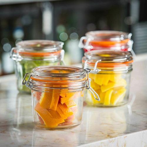 Cash & Carry Condiment Jar Set includes: (4) 12 oz. jars