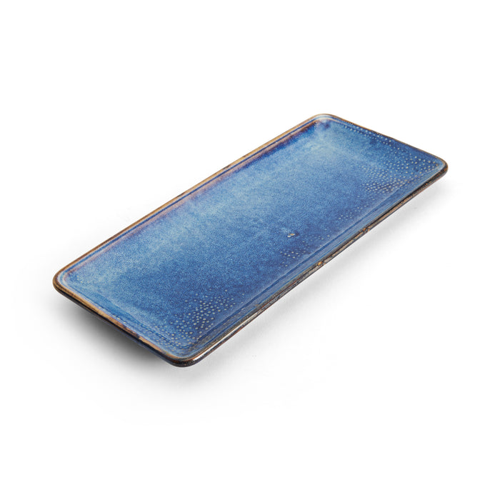 Starlit Dish/Tray, 12''L x 5-1/2''W, rectangular, vitrified porcelain, blue