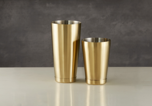 Boston Shaker Set, 18 oz., 3.3'' dia., x 5.25''H, weighted, stainless steel, gold