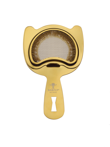 Barfly Fine Mesh Spring Bar Strainer, 6'' overall length, gold plated finish