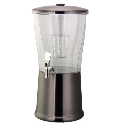 Metallic Elements Beverage Dispenser, 3 gallon (384 oz.), 11'' x 12'' x 22'', includes: removable infuser tube, stainless spigot, and (3) flavor indicator stickers: ''Now Serving'', ''Iced Tea'', ''Water'' & ''Lemonade'', dark tungsten, NSF