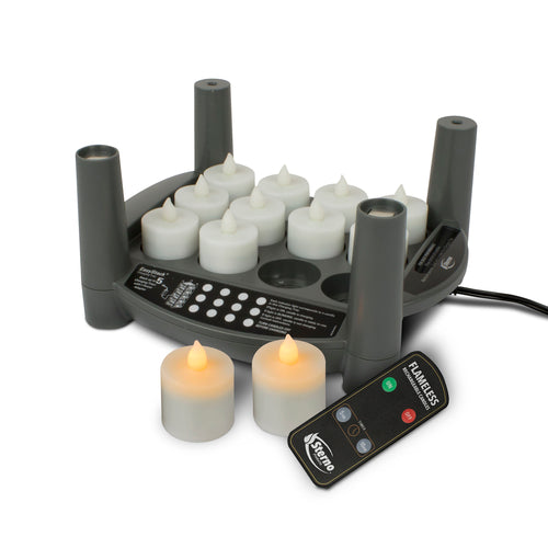 Rechargeable Candle Starter Kit 2.0T, includes (12) tealight timer candles