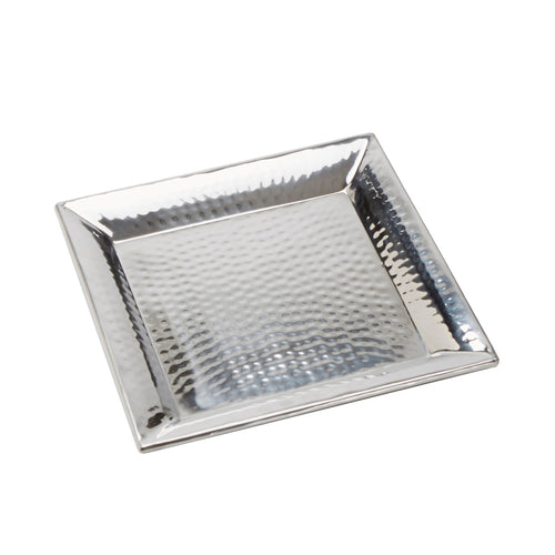 Serving Tray, 12''L x 12''W x 1''H, square, stainless steel, hammered finish
