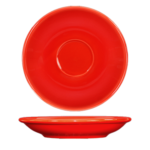 A.D. Saucer, 5-1/8'' dia., round, rolled edge, microwave & dishwasher safe, lead free, ceramic, crimson red, Cancun (for CA-35-CR)