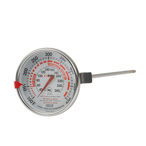 Candy/Deep Fry Thermometer, 100 to 500F, 3'' dia. dial face, 12'' probe, adjustable indicator