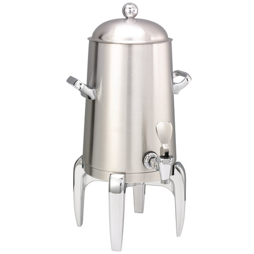 Flame Free Thermo-Urn, 1.5 gallon (192 oz.), 12-1/2'' x 12-1/2'' x 22'', heat retention: 6+ hours insulated lid, with attached base, interior splash guard, NSF rated Tomlinson spigot, Modern base, 18/8 stainless steel, brushed & polished accents