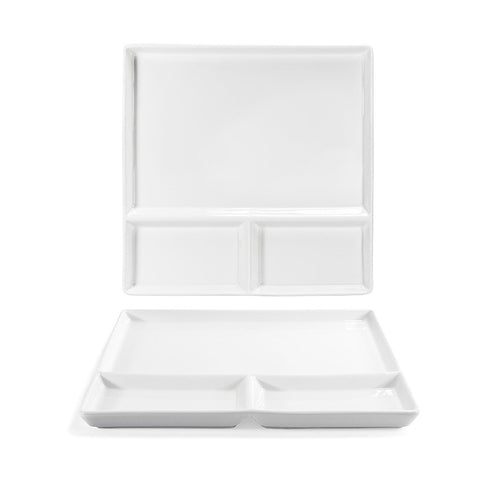 Mod Divided Plate 3-compartments 10-3/4'' x 10-3/4'' x 1/2''H