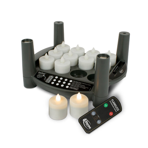 Rechargeable Candle Set 2.0t Includes (12) Tealight Timer Candles (1) 11-3/4'' X 9-3/4'' X 9-3/4''H