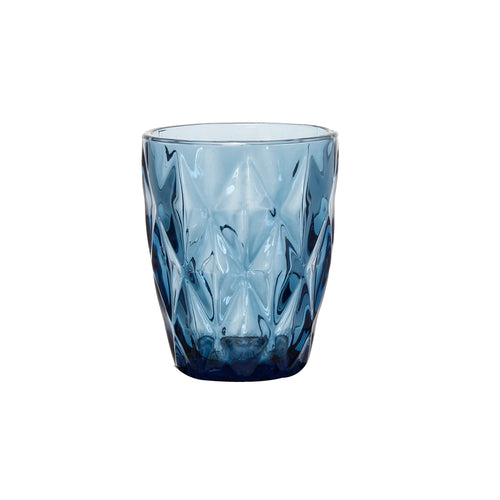 Forum Lapis Double Old Fashioned Glass, 10 oz., 4''H (3-1/4''T & 2-1/4''B), textured, glass, blue