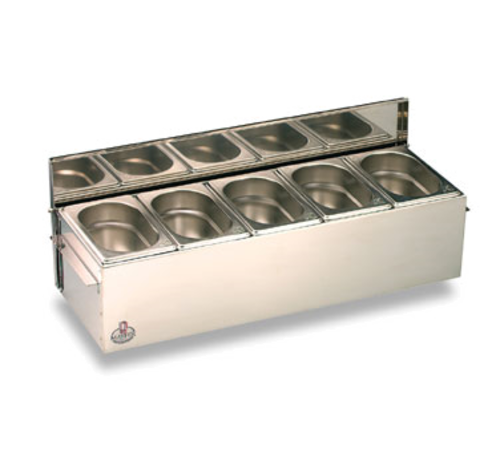 Condibox, 23''L x 8''W x 5-1/2''H, includes: (5) stainless steel GN 1/9 containers