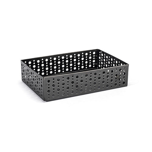 Dots Holder, 9'' x 6'' x 2-1/4'', large, streamlined, rectangle, stainless steel, matte black