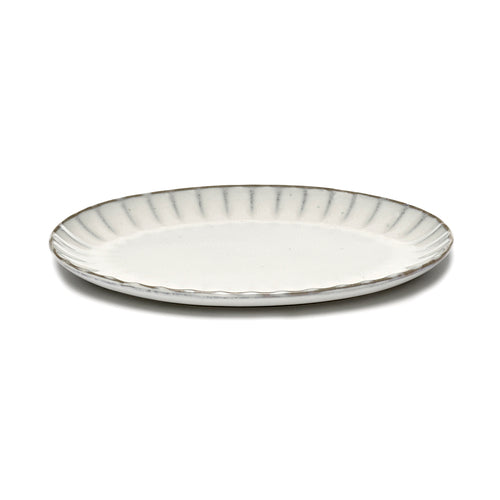 Plate, 9-7/8'' x 6-7/8'' x 5/8''H, small, oval, dishwasher safe, stoneware, Serax, Sergio Herman - Inku, white