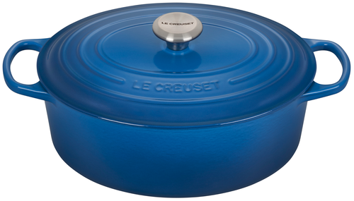 Signature Dutch Oven, oval, 6.75 qt., includes lid with stainless steel knob, oven-safe up to 500F, dishwasher safe, enameled cast iron, Marseille