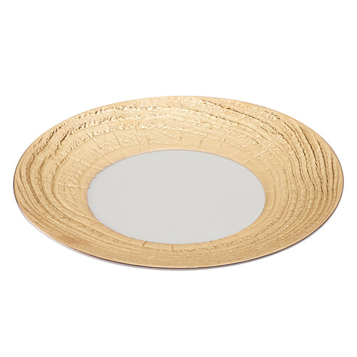 (AR1031) Presentation Plate, 1-1/4'' H, 12-1/4'' dia. round, flat, Ivory and real gold, Arborescence