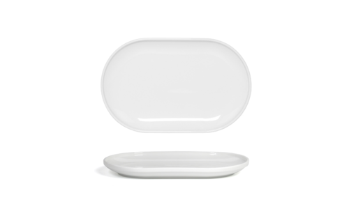 Bevel Plate, 11'' x 7'' x 1''H, Oval, High Gloss, Porcelain, White