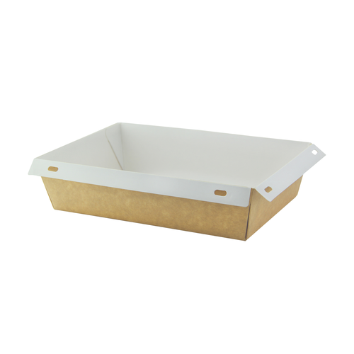 Box, Laminated Kraft Box with Clear PET Lid, 16oz 6.7 x 4.3 x 1.4in, PET coated paper, kraft