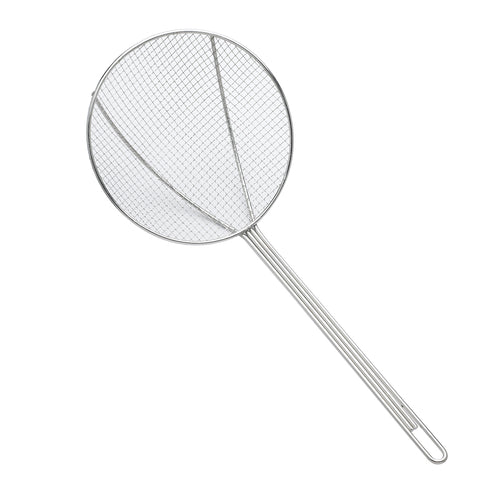 Skimmer, 12'' dia. x 14''L handle (26'' O.A.L.), round bowl, rigid, hooked handle, square mesh, nickel-plated