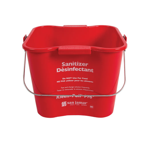 Kleen-Pail Pro, 6 qt., rounded corners, molded-in handles, drop handle, embossed lettering,  red, NSF