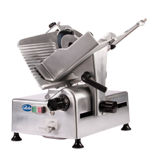 Food Slicer, automatic, 12'' diameter knife, extended chute and end weight accommodates 10-1/2''H product, anodized aluminum construction, 1/2 HP, 115v/60/1-ph, 3.0 amps, NEMA 5-15P