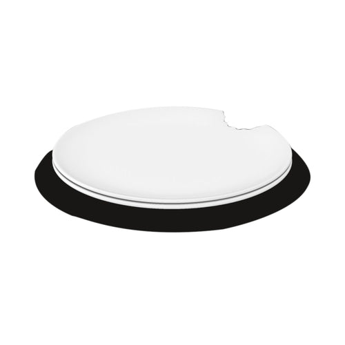 Dessert Plate, 7-7/8'' dia., round, with cut-out bite, porcelain, white, by Tassen