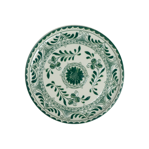 Plate, 9'' dia., round, fully vitrified china, Anfora, Talavera Green