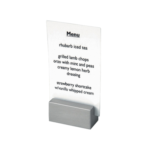 Menu/sign Holder 1-1/2'' X 3/4'' X 3/4'' Brushed Stainless Steel