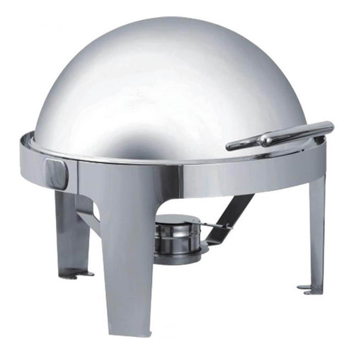 Rondo Chafer, 7 qt., 22-1/2'' x 20'', round, fully retractable vented roll top, food pan, water pan, (1) fuel holder, stainless steel, mirror finish