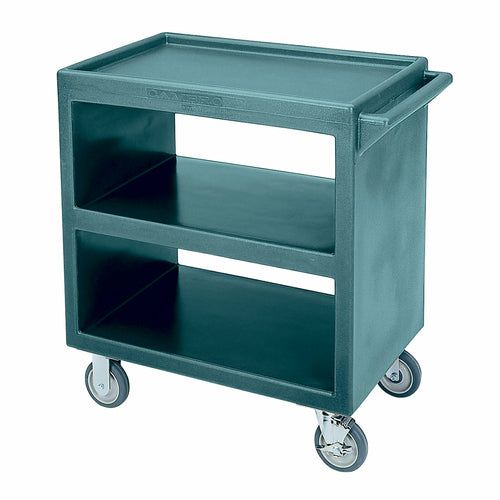 Service Cart, (3) shelves, shelf size approximately 20'' x 27'', polyethylene exterior, 5'' casters (4 swivel, 1 with brake), 500 lb. load capacity, slate blue, NSF