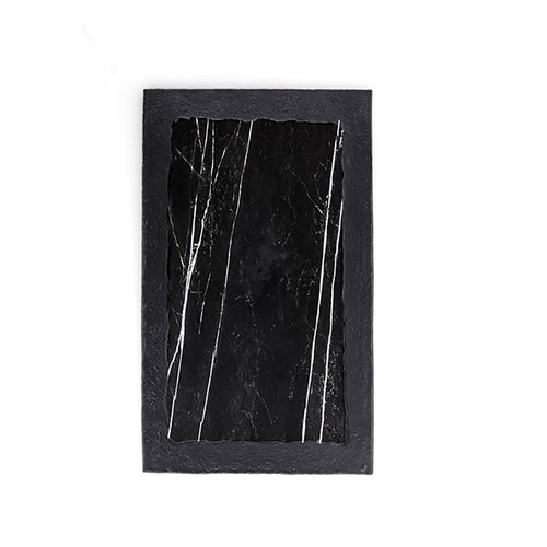Platter/Serving Board, 21-3/8''L x 12-7/8''W x 1/2''H, rectangular, melamine, black marble pattern, Naturals Collection