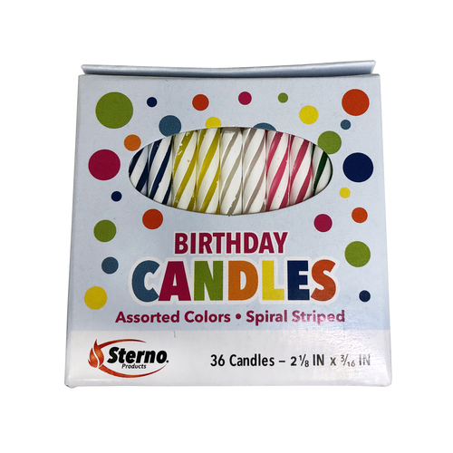 Sterno BirtHDay Candle Spiral Stripe Assorted Colors (36 Each Per Pack