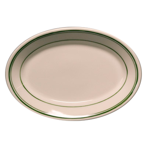 Platter, 8-1/8'' x 5-5/8'', oval, rolled edge, Homer, Green Band