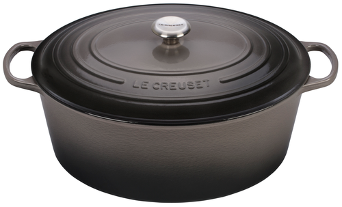 Signature Dutch Oven, oval, 15.5 qt., includes lid with stainless steel knob, oven-safe up to 500F, dishwasher safe, enameled cast iron, Oyster