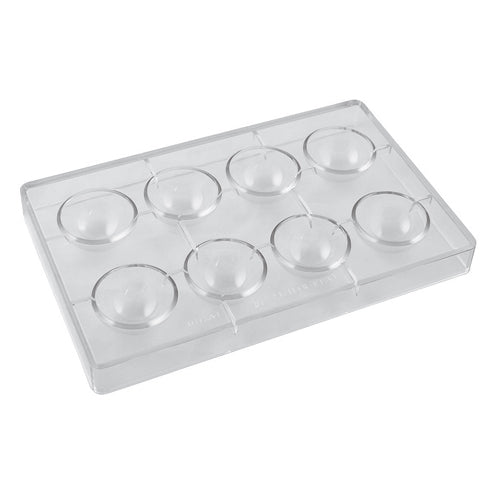 Chocolate Mold, (8) .53 oz. 2'' dia. size molds, 10-7/8''L x 5-3/8''W x 1''H overall, polycarbonate, Paderno, Bakeware