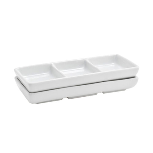 Divided Dish 3-compartment 3 oz. (1 oz. per bowl) 6'' x 2-1/2''