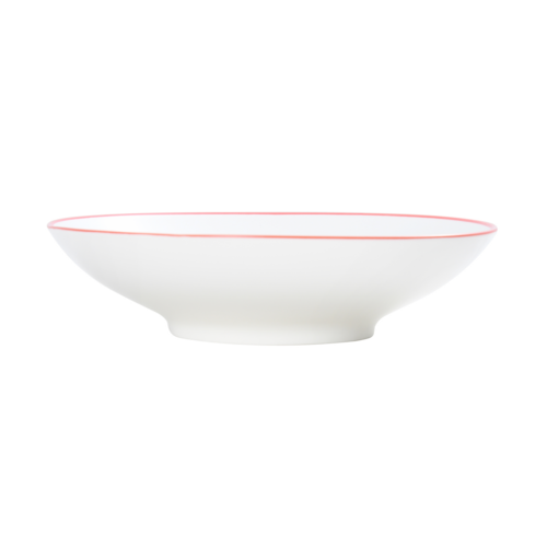 Bistro Bowl, 13.5 oz., 7-1/2'' dia., round, shallow, coupe, vitrified porcelain, white with red band