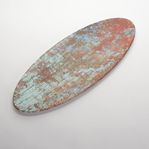 Serving Board, 25-1/2''L x 10-1/4''W x 1-1/8''H, oval, melamine, reclaimed wood pattern, Naturals Collection
