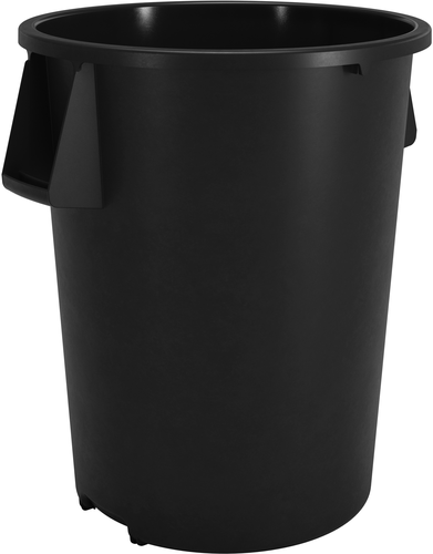 Bronco Waste Bin Trash Container, 55 gallon, 33''H x 26-1/2'' dia., round, stackable, polyethylene, black